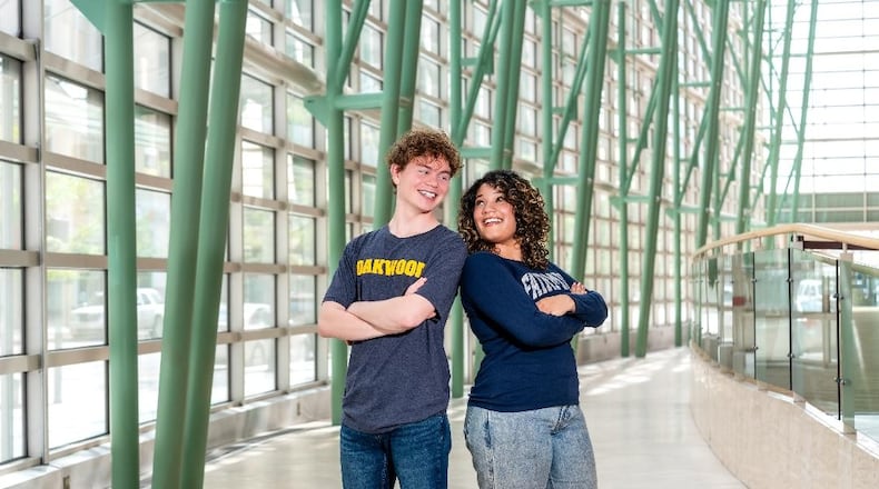 Rising senior Griffin Greear of Oakwood High School (left) and 2025 Kettering Fairmont High School graduate Lynn Dauterman represented Dayton at the Jimmy Awards in New York City. Photo by Matt Silver
