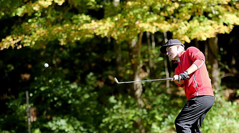 Troy’s Holden Scribner participates in the Division 1 district tournament at Beavercreek Golf Club Thursday, Oct. 13, 2016. Contributed Photo by E.L. Hubbard
