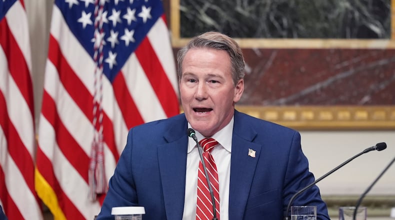FILE - Sen. Jon Husted, R-Ohio, speaks during an event about the Ratepayer Protection Pledge, in the Indian Treaty Room of the Eisenhower Executive Office Building on the White House complex, on March 4, 2026, in Washington. (AP Photo/Jacquelyn Martin, File)