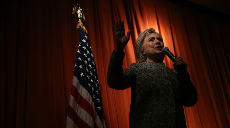 VERNON HILLS, IL - MARCH 10: Democratic presidential candidate former Secretary of State Hillary Clinton speaks during a "Get Out the Vote" event at the Sullivan Community Center and Family Aquatic Center on March 10, 2016 in Vernon Hills, Illinois. Hillary Clinton is campaigning in Florida, North Carolina and Illinois. (Photo by Justin Sullivan/Getty Images)