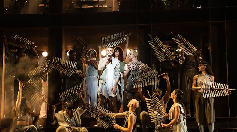 Aaron LaVigne (Jesus) and the company of the North American Tour of JESUS CHRIST SUPERSTAR. Photo by Matthew Murphy.