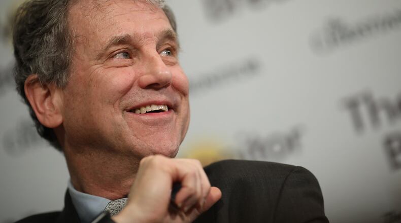 Sen. Sherrod Brown (D-OH) answers questions during a breakfast roundtable February 12, 2019 in Washington, DC. (Photo by Win McNamee/Getty Images)