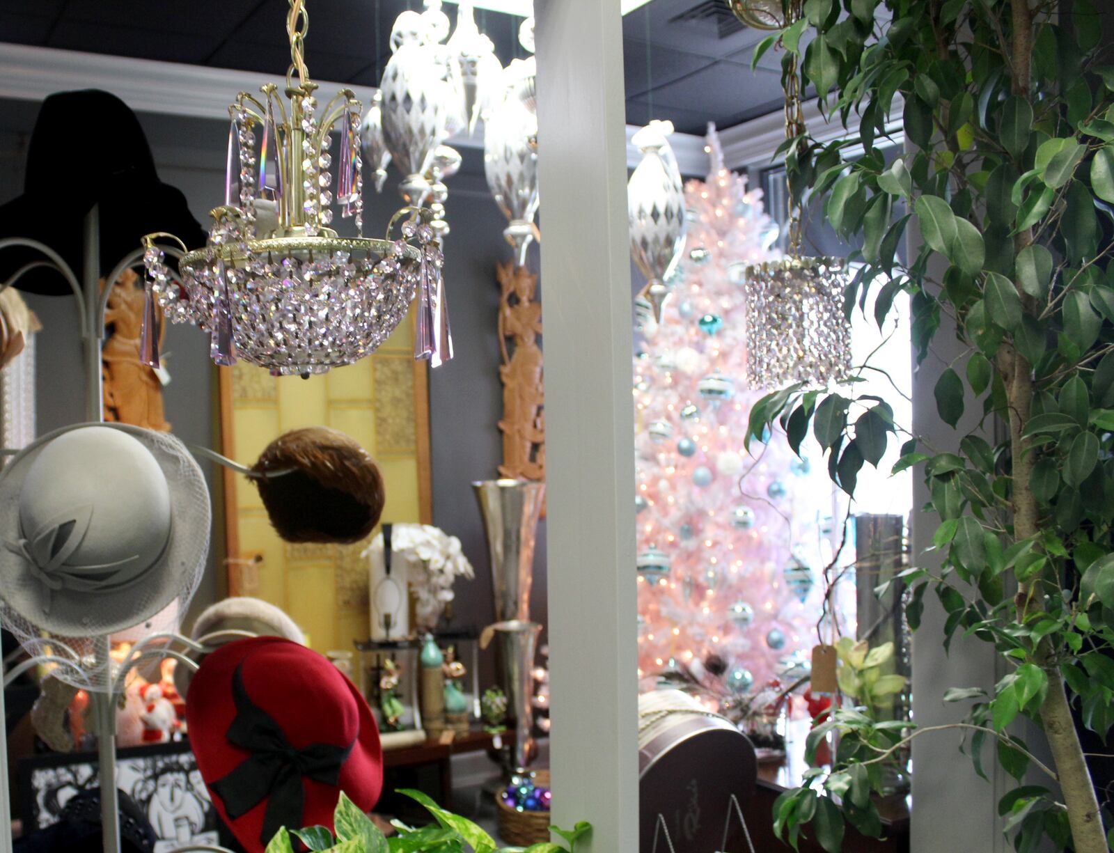 Vintage hats and hat boxes from from the former Rike’s Department store in downtown Dayton are being sold at The Flower Shoppe in Oakwood. Owner Mark Brueninghaus said the hats with a hat box range from about $45 to $95.