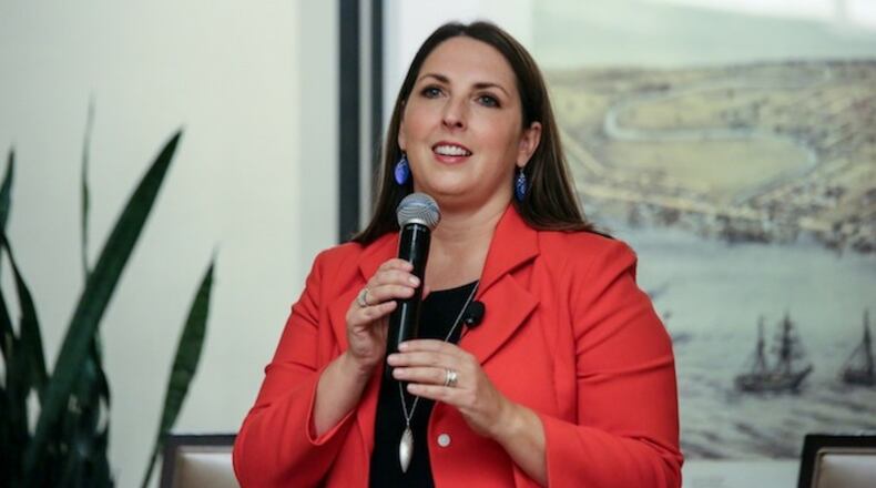 Ronna Romney McDaniel, then chairwoman of the Michigan Republican Party, leads a panel of Republican women to discuss the topic "All Issues are Women's Issues," at the Sheraton hotel on Sept. 19, 2016 in Novi, Mich. (Kimberly P. Mitchell/Detroit Free Press/TNS)