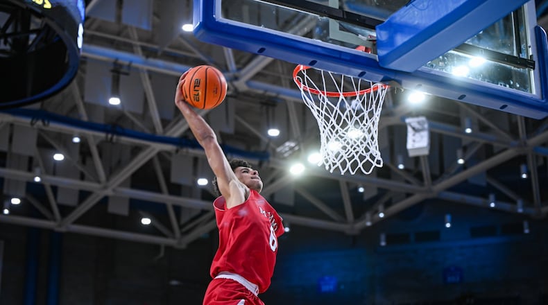 Miami’s Justin Kirby goes up for a dunk during their game against Buffalo on Tuesday, Feb. 3, 2026 at Alumni Arena. MIAMI ATHLETICS / CONTRIBUTED PHOTO