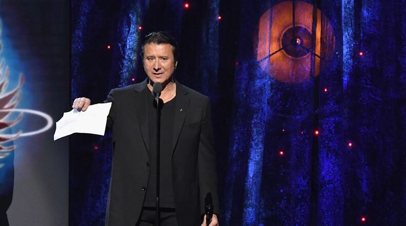 NEW YORK, NY - APRIL 07: 2017 inductee Steve Perry of Journey speaks onstage at the 32nd Annual Rock & Roll Hall Of Fame Induction Ceremony at Barclays Center on April 7, 2017 in New York City. The event will broadcast on HBO Saturday, April 29, 2017 at 8:00 pm ET/PT (Photo by Mike Coppola/Getty Images)