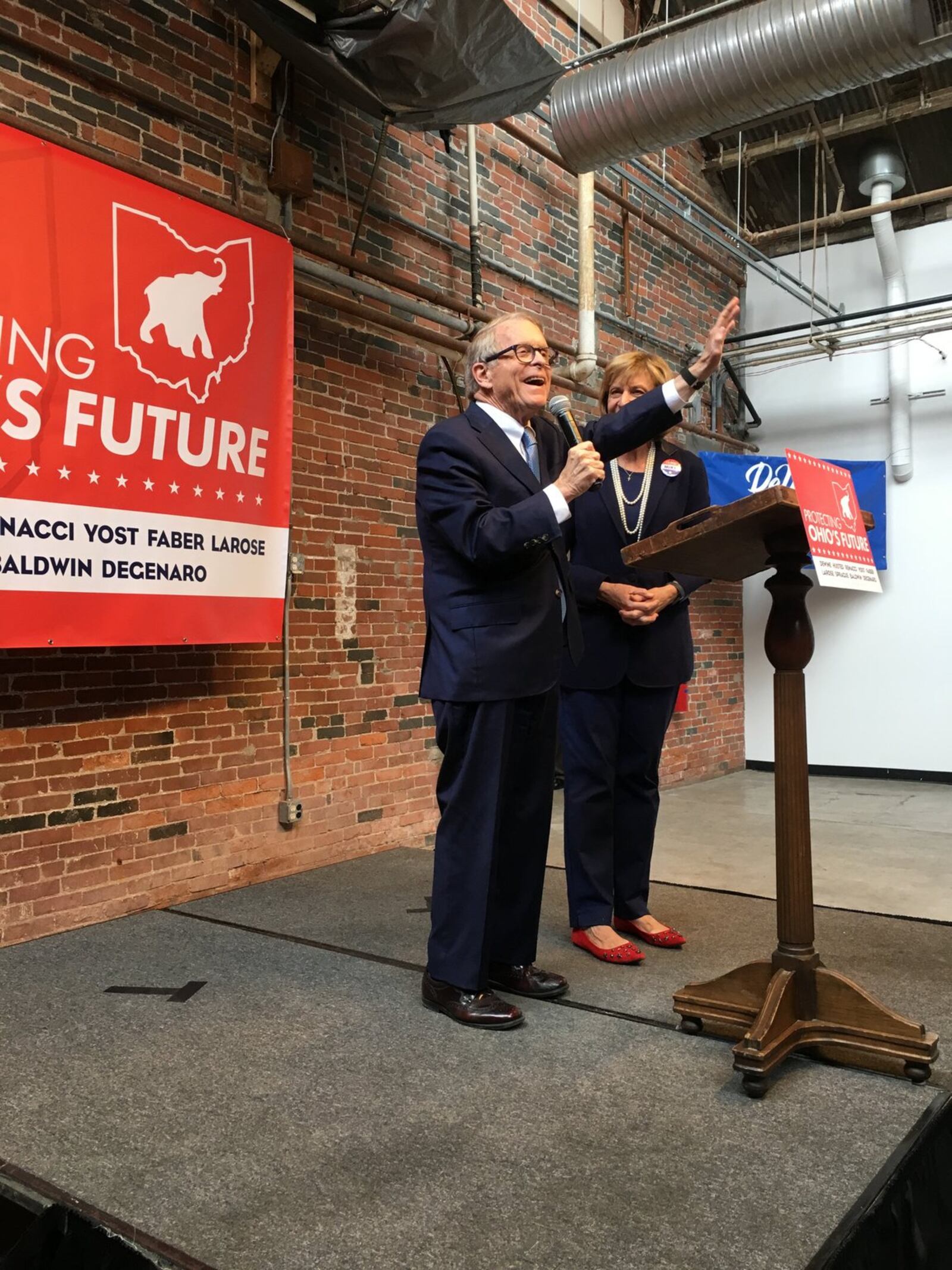 Mike and Fran DeWine at a campaign event in Columbus. Photo by Laura Bischoff