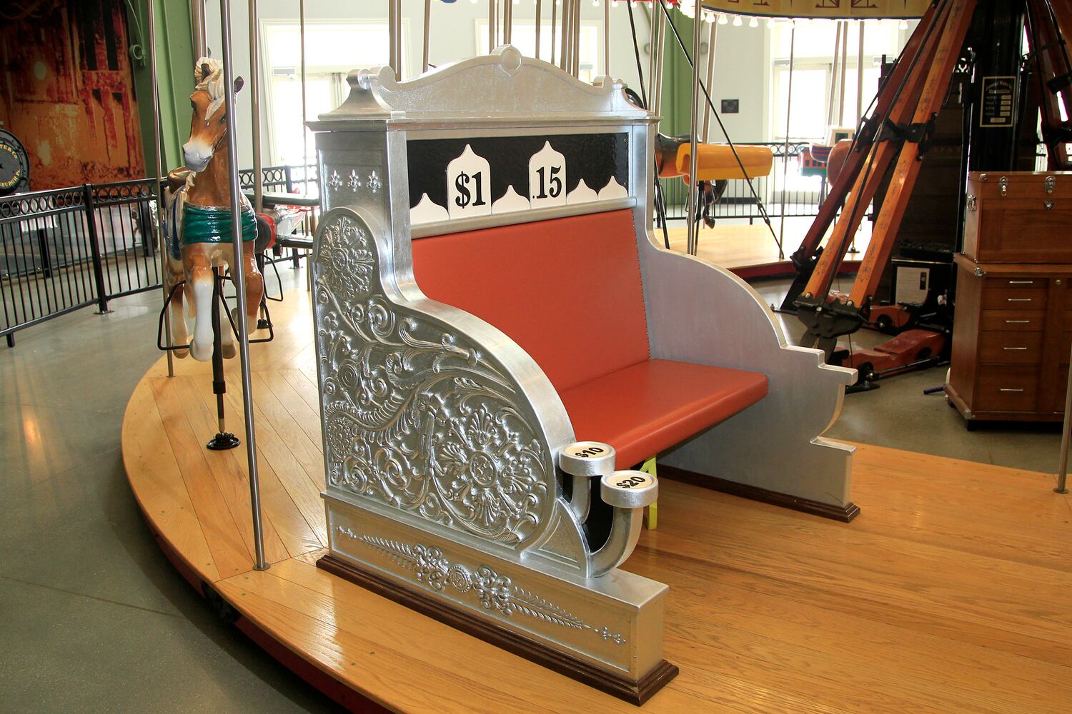 The Carousel of Dayton Innovation, at Carillon Historical Park, is a whimsical ride made of 32 hand-carved figures from the Gem City’s history.
