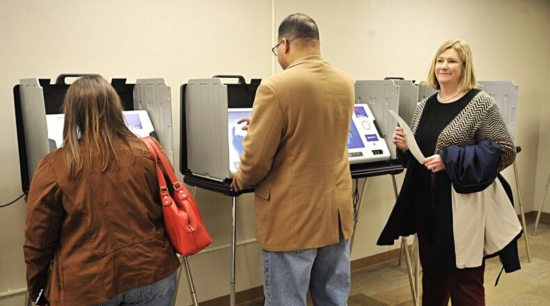 Dayton mayor Nan Whaley, voted early Thursday at the Board of Election office. Whaley talked about the importance of early voting in light of the coronavirus. MARSHALL GORBYSTAFF