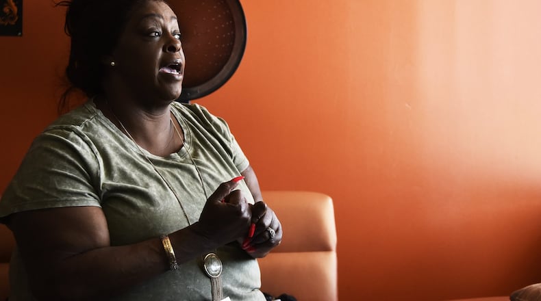 Sjuwana Springfield, aunt of Londale Harvey, who was shot and killed in January during a drive by shooting in Lindenwald, is having a rally at the shooting scene Saturday, May 18 to raise awareness of gun violence and unsolved crimes. NICK GRAHAM/STAFF