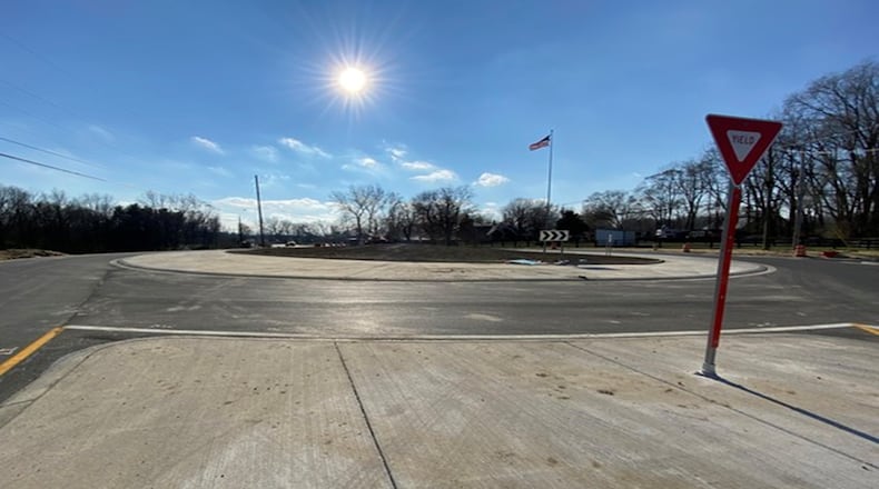 Contractors for ODOT have largely completed a roundabout at the intersection of U.S. 68 and S.R. 235, now open to traffic. CONTRIBUTED