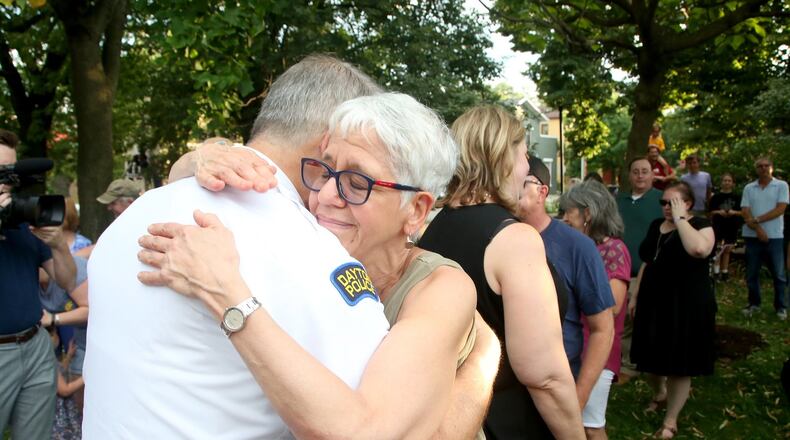 The Dayton Police Department leads the Neighborhood Tour Caravan each year as part of National Night Out. The caravan is comprised of law enforcement and fire personnel, along with city leaders. FILE