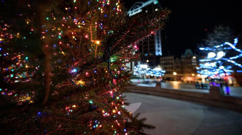 Take a look behind-the-scenes at the filming of Downtown Dayton’s Virtual Grande Illumination on Courthouse Square, part of the 48th annual Dayton Holiday Festival. Mandates on large gatherings due to the coronavirus pandemic shifted the Downtown Dayton Partnership, organizer of the event into creating a virtual broadcast aired by WHIO-TV Channel 7 on Friday, November 27, 2020 at 7 PM. The lighting of Dayton’s holiday tree was actually filmed on Monday, November 23, 2020. TOM GILLIAM/CONTRIBUTING PHOTOGRAPHER