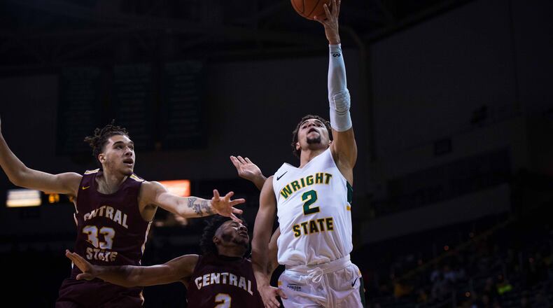 Wright State freshman Tanner Holden scored a team-high 21 points in his collegiate debut against Central State on Tuesday, Nov. 5, at the Nutter Center. Joseph Craven/WRIGHT STATE ATHLETICS