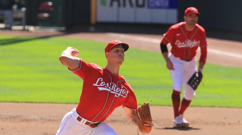 Reds starter Michael Lorenzen pitches against the White Sox on Sunday, Sept. 20, 2020, at Great American Ball Park in Cincinnati. David Jablonski/Staff