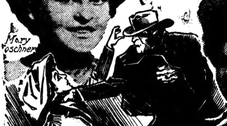 Mary Forschner and a sketch of her killer. The Dayton Strangler was blamed for many unsolved murders in the early 1900s.