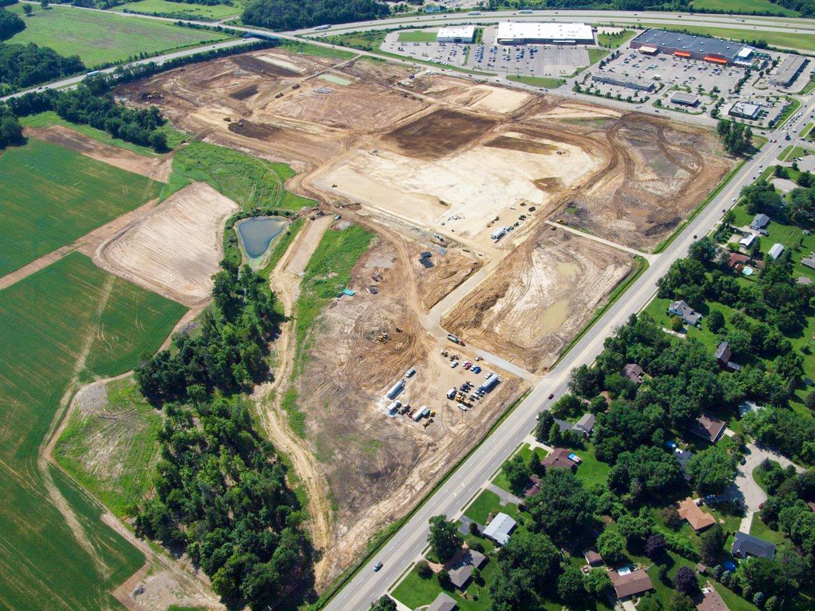 An aerial view of the Cornerstone of Centerville North mixed-use development at Wilmington Pike and Feedwire Road. The 156-acres site features more than 427,000 square feet of retail space. CONTRIBUTED PHOTO