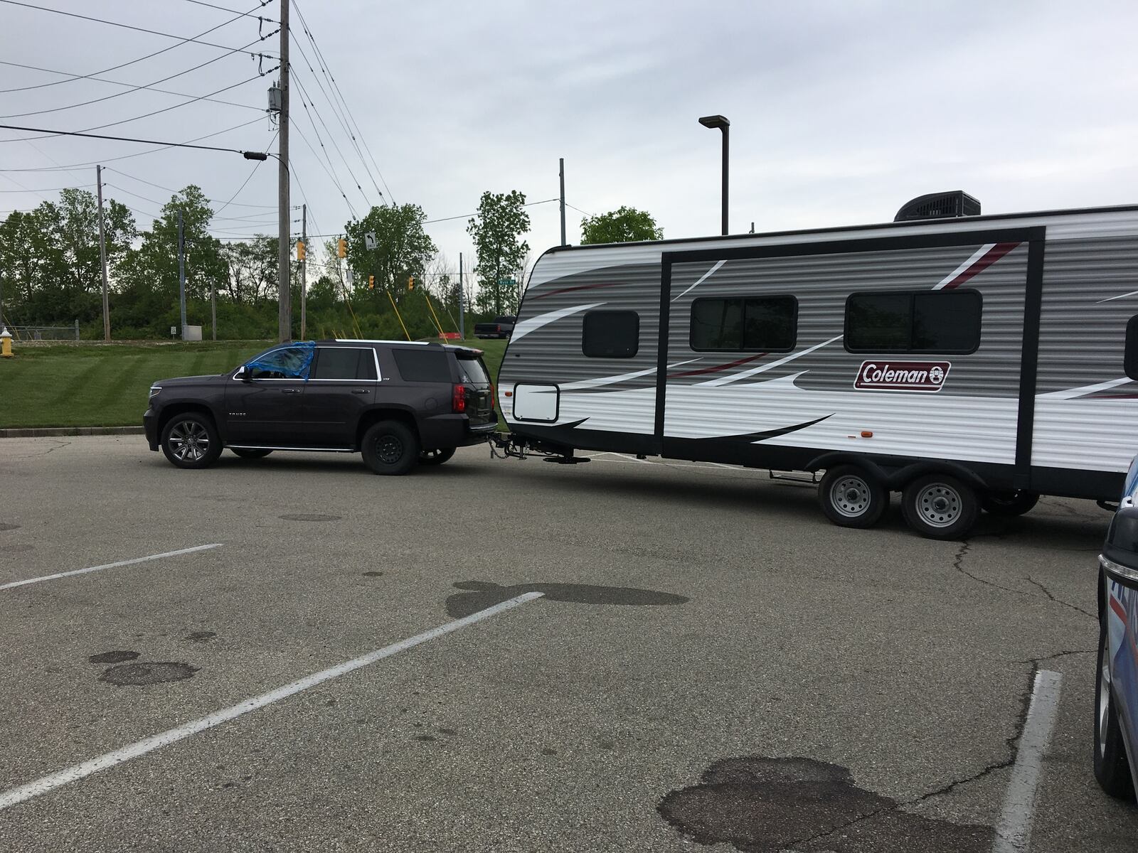 This is the SUV and recreational vehicle Jordana Esses and Brenton Boudreau were in Monday afternoon when she shot him during an argument in the parking lot of the Dayton Mall Sears. Tuesday, police released Esses and she went to the Montgomery County Animal Resource Center to get the four dogs that were in the vehicle when the shooting erupted. (Celia LaVoie/Staff)