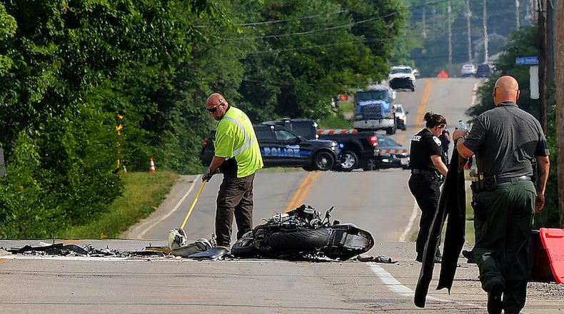 Police are investigating a serious injury motorcycle crash on North Dixie Drive near McCauley Drive Tuesday morning, June 18, 2024. MARSHALL GORBY\STAFF