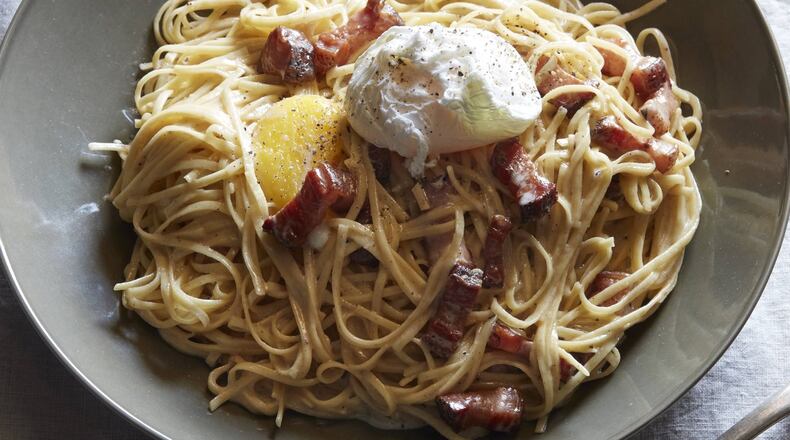 Carbonara isn’t traditionally made with heavy cream, but that’s an ingredient “Top Chef” favorite Fabio Viviani uses in this linguine with guanciale. Contributed by Matt Armendariz