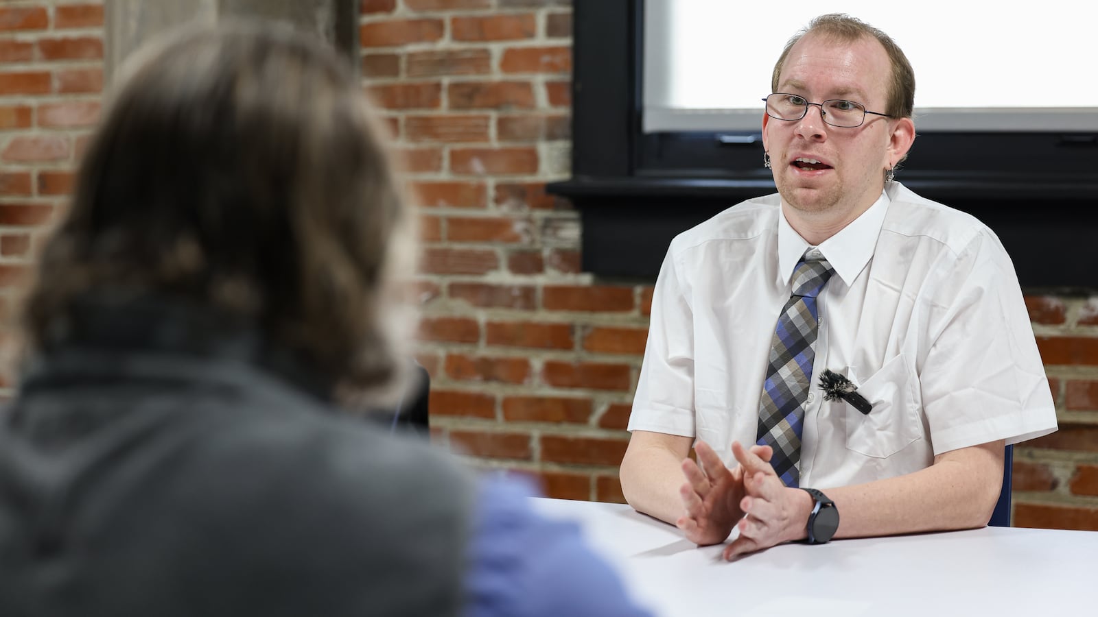 Tim Davis, a former security guard at Fuyao Glass America, talks to the Dayton Daily News about what he saw working there. BRYANT BILLING / STAFF