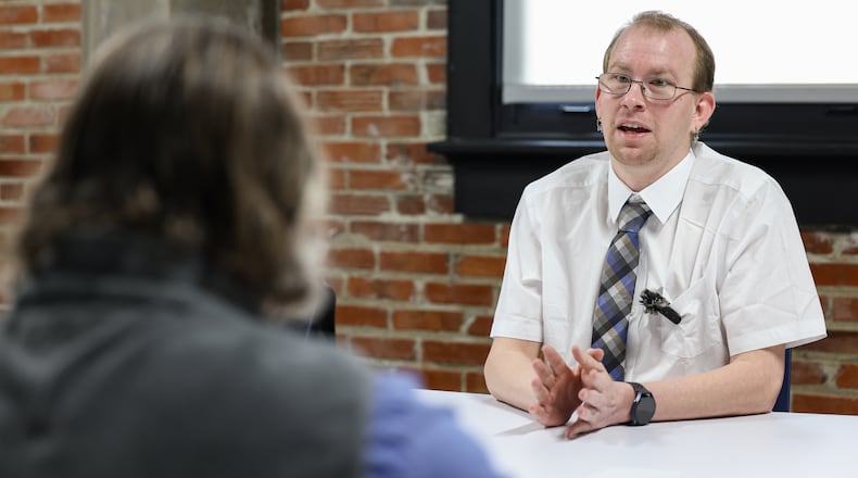 Tim Davis, a former security guard at Fuyao Glass America, talks to the Dayton Daily News about what he saw working there. BRYANT BILLING / STAFF