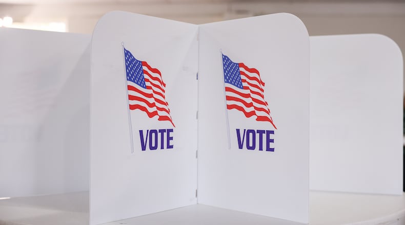 Voting booths at Redman's Picnic Grounds in Troy on Tuesday, Nov. 4, 2025. BRYANT BILLING / STAFF