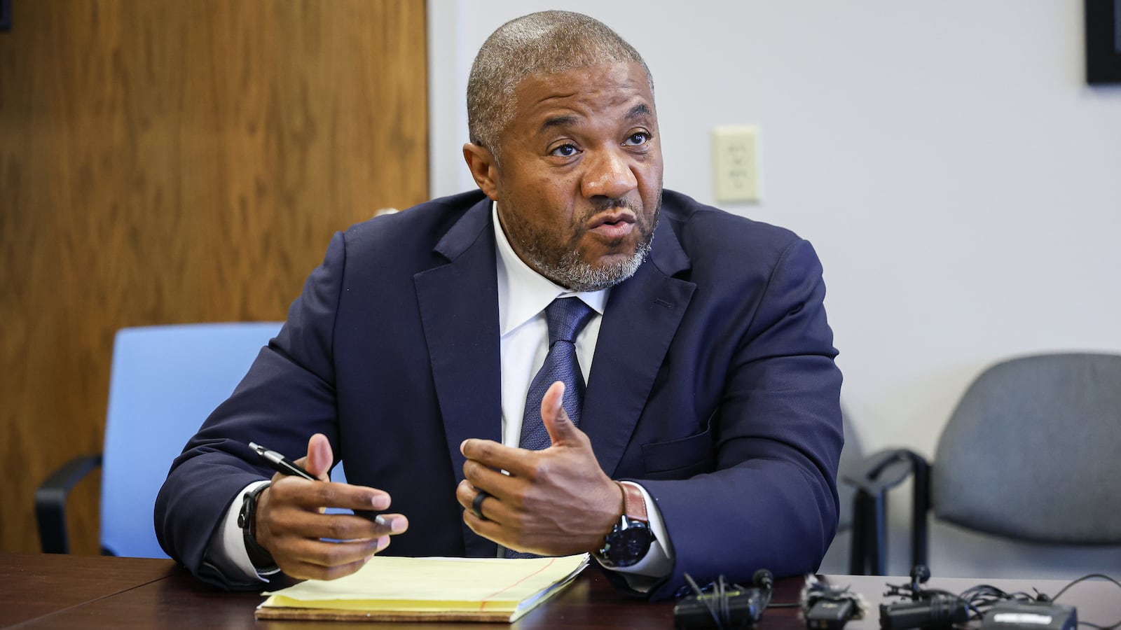 Dayton area attorney Michael Wright talks during a news conference on Thursday, July 24 at Wright and Schulte's office in downtown Dayton. He said he is  launching an independent investigation into the reported death of Hershall Creachbaum Jr. at the behest of the boy’s estate. BRYANT BILLING / STAFF