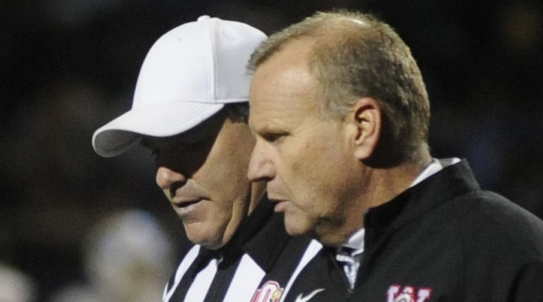 Jay Minton (right) was the Wayne High School head football coach the last 21 seasons. MARC PENDLETON / STAFF