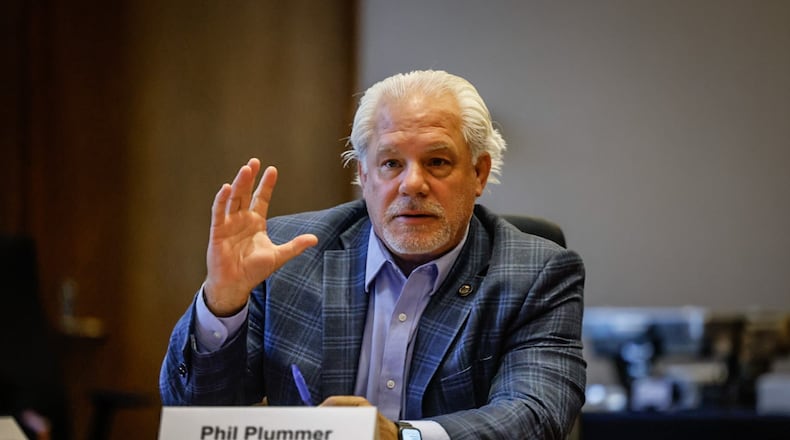 Ohio rep. Phil Plummer patriciates in a roundtable discussion about keeping home-grown talent and rebuilding the workforce at SInclair Community College Tuesday August 29, 2023.  JIM NOELKER/STAFF