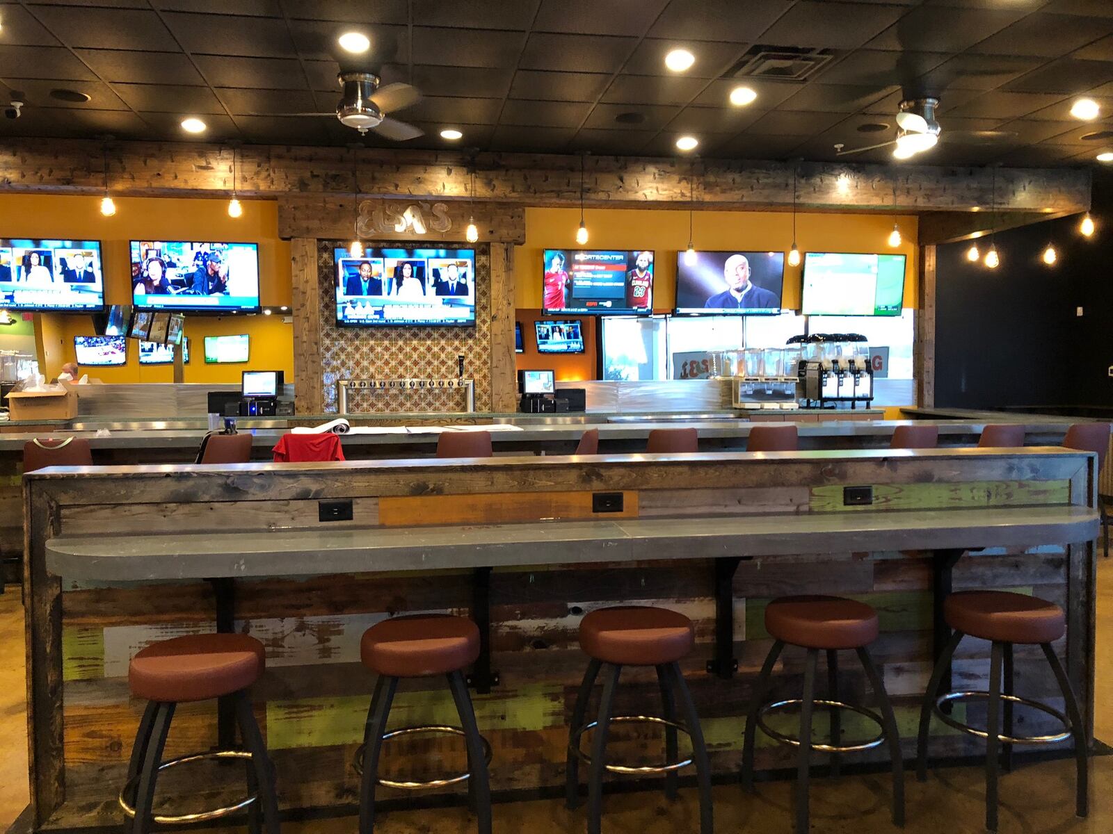 A sneak peek inside the Dayton area's newest Elsa's location, opening in summer 2018. The new Elsa's Corner Cantina in Sugarcreek Plaza on Wilmington Pike promises not to be like your parents' Elsa's. Expect a modern look, a patio and Bad Juan's on tap as part of the special features. MARK FISHER/STAFF