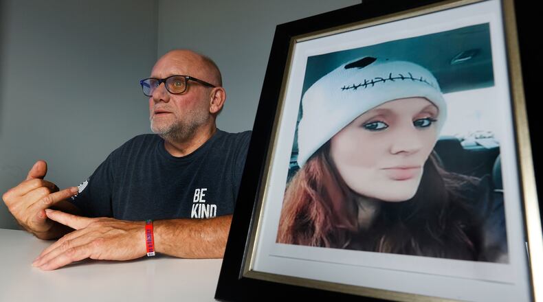 Paul Bertke, a Kettering resident, talks about the death of his stepdaughter, Tanis Spragg. Spragg, 33, died of a drug overdose in July 2021. MARSHALL GORBY\STAFF