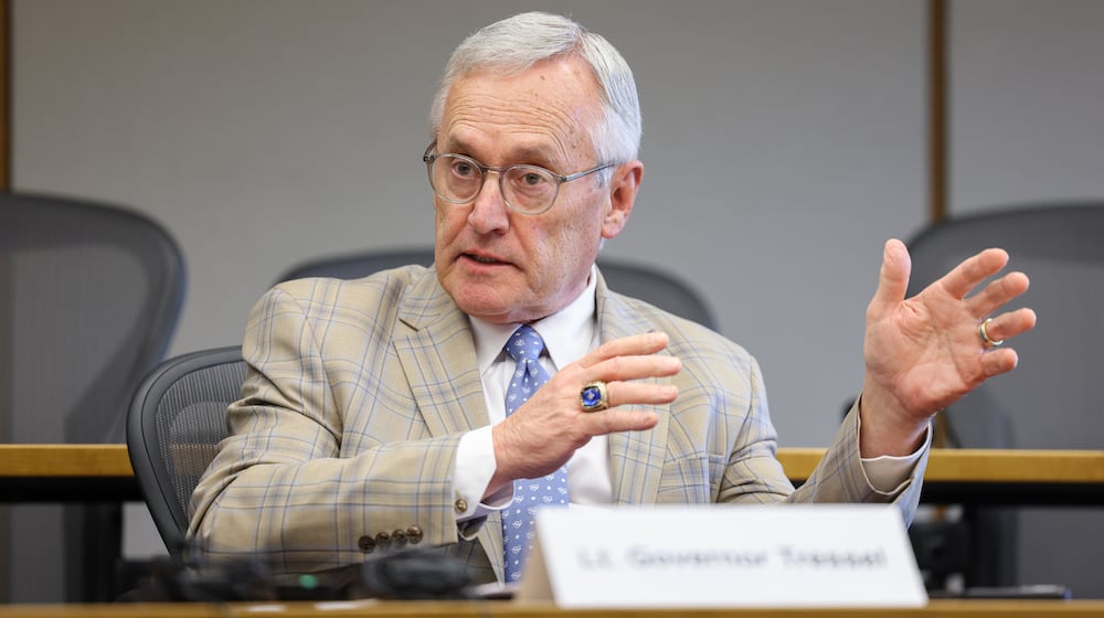 Lt. Gov. Jim Tressel talks during a roundtable discussion on Tuesday at Sinclair Conference Center. Tressel and visited the campus on the latest stop of workforce discussions with education and business leaders around the state. BRYANT BILLING / STAFF