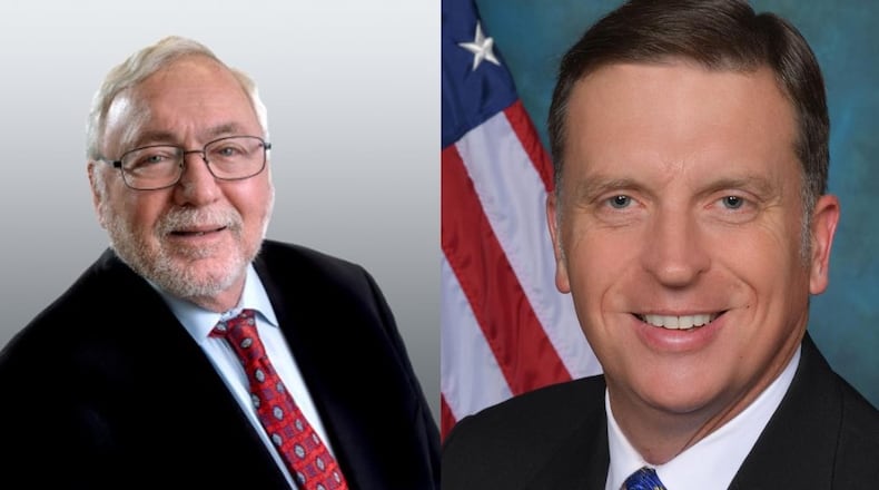 Former council member Dennis Lieberman, left, faces off against current Councilman Ryan Farmer in the race for Clayton mayor this November. CONTRIBUTED.