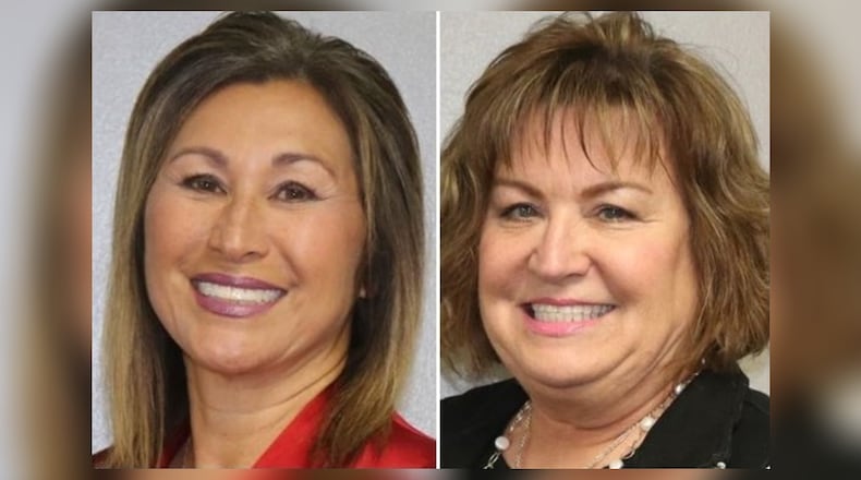 Tipp City Board of Education members Theresa Dunaway, left, and Anne Zakkour.