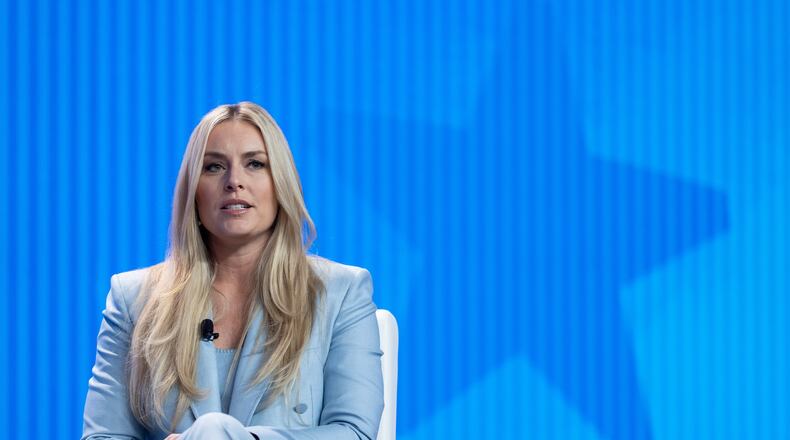 U.S. alpine skier Lindsey Vonn speaks during a news conference during Team USA Media Summit, on Tuesday, Oct. 28, 2025, in New York. (AP Photo/Yuki Iwamura)