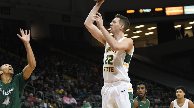 Wright State’s Parker Ernsthausen against Cleveland State at the Nutter Center on Feb. 21, 2019. Keith Cole/CONTRIBUTED