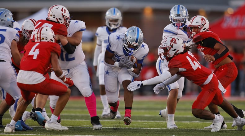Hamilton's Gracen Goldsmith carries the ball during their football game against Fairfield Friday, Oct. 4, 2024 at Fairfield Alumni Stadium. Hamilton won 43-21. NICK GRAHAM/STAFF