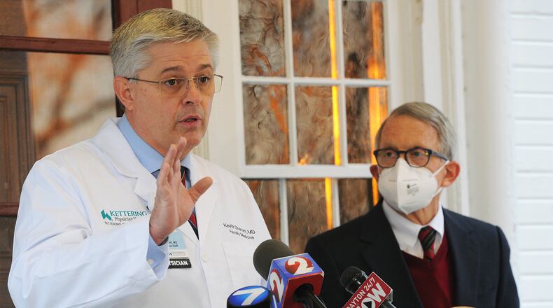 Kevin Sharrett, MD, Spoke during a press conference at Governor Mike DeWine home Wednesday morning about the dangers of coronavirus. MARSHALL GORBY\STAFF