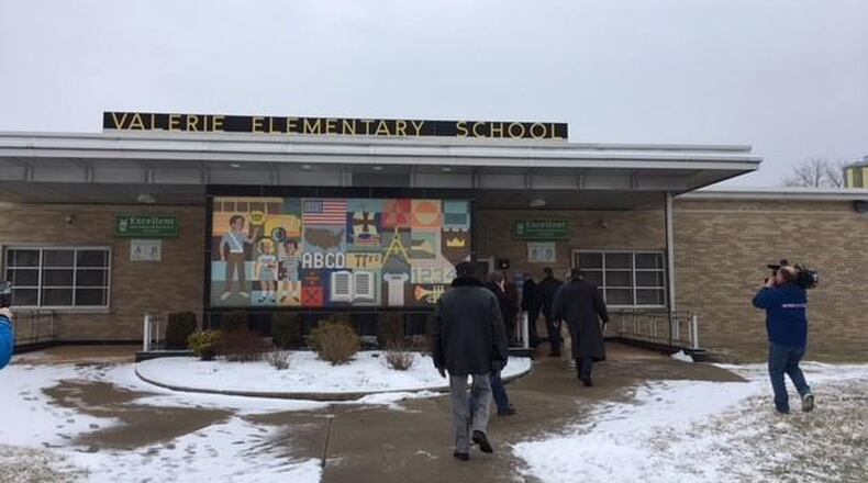 Dayton Public School officials who organized this tour of facilities Feb. 6, 2018, cut the event short when questions arose about if the tour was public and should be open to the media. STAFF