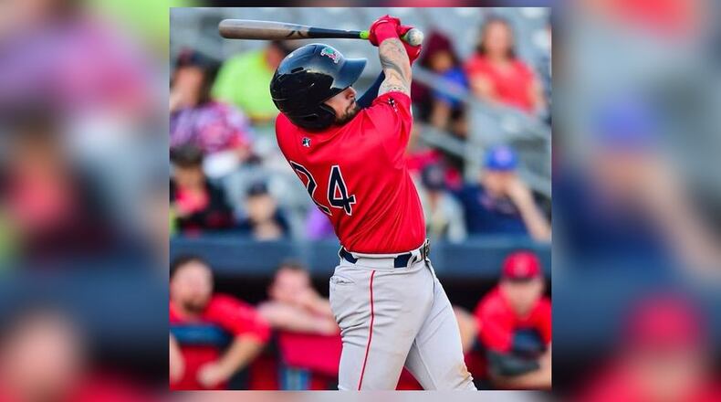 hit 30 home runs and drove in 75 runs for this season between High-A Greenville and Double-A Portland. Photo courtesy of the Boston Red Sox