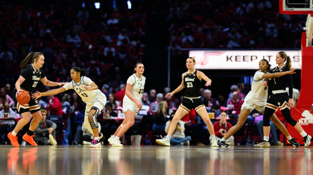 The Miami RedHawks women's basketball team beat Ohio 90-70 on Saturday, Jan. 31, 2026 at Millett Hall in Oxford. JEREMY MILLER / CONTRIBUTED PHOTO