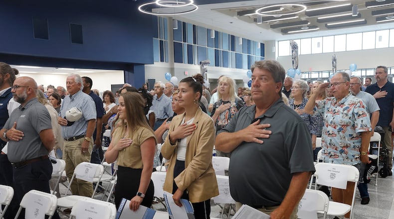 Hundreds of people attended the ribbon cutting ceremony and open house of the new Fairborn High School, Wednesday, July 17, 2024. MARSHALL GORBY\STAFF