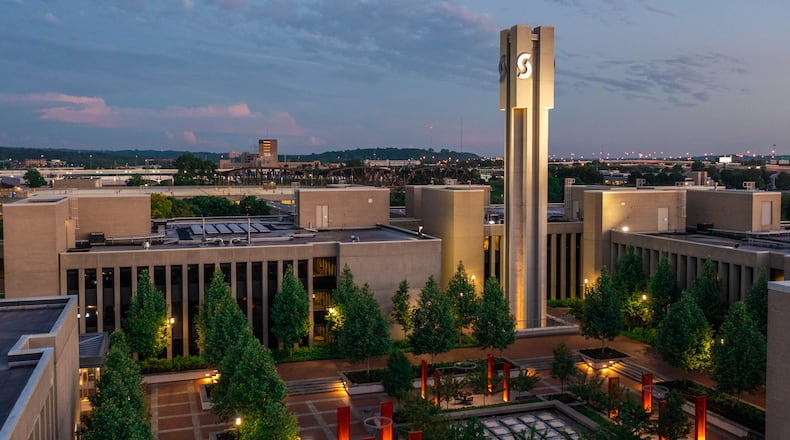 The plaza and tower on the Sinclair Community College campus in Dayton. CONTRIBUTED