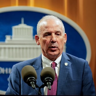Speaker of the House Matt Huffman speaks to the media after the State of the State address by Ohio Gov. Mike DeWine in the Ohio House chambers at the Ohio Statehouse on Wednesday, March 12, 2025, in Columbus, Ohio. (Samantha Madar/The Columbus Dispatch via AP, Pool)