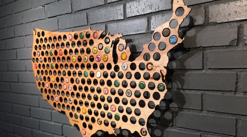 This map displays beer cap collections. (Beer Cap Maps)