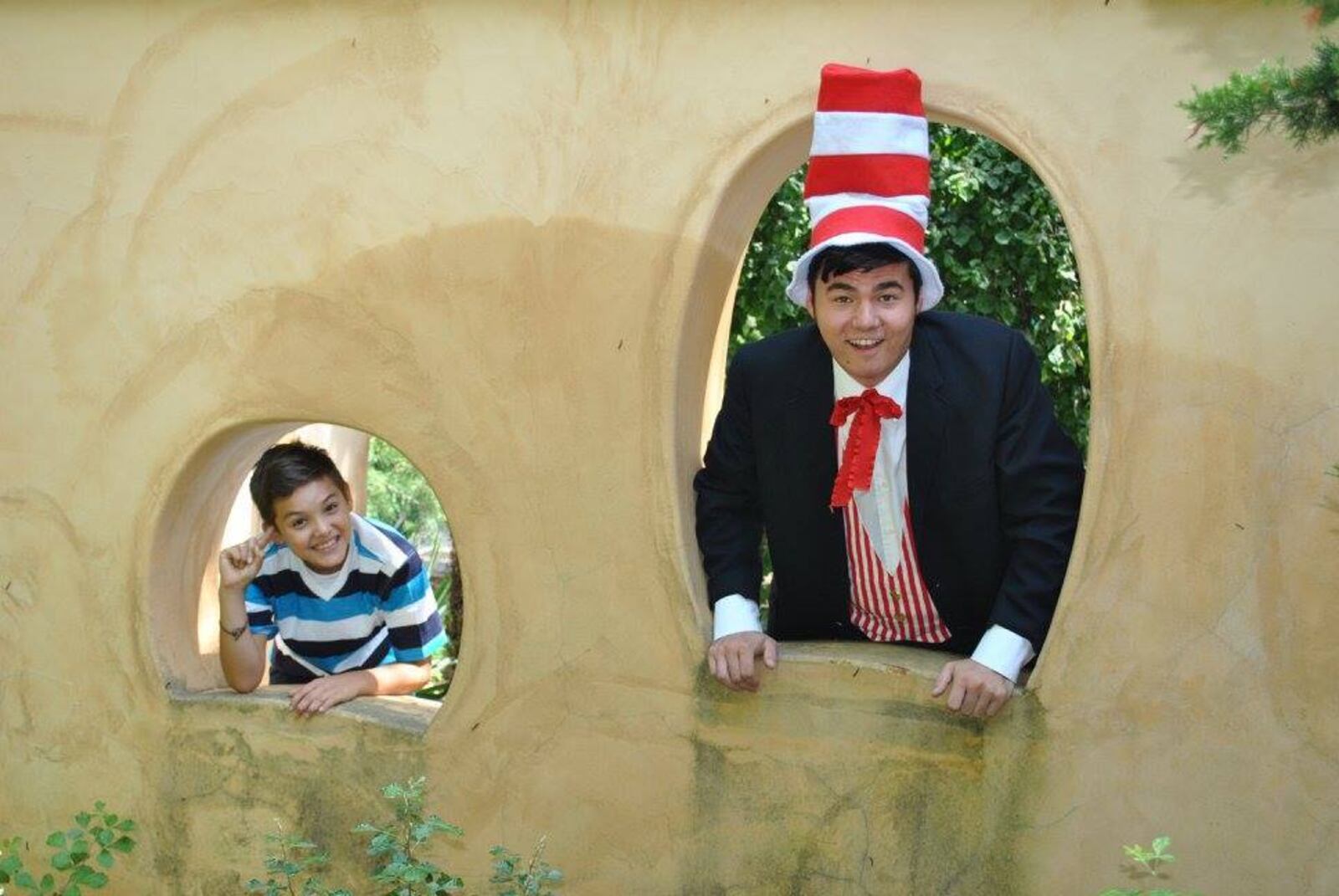 Chavin Medina (Jojo) and A.J. Breslin (Cat in the Hat) are featured in Dare to Defy Productions’ presentation of the musical comedy “Seussical” Sept. 7-9 at the Victoria Theatre (Contributed photo)
