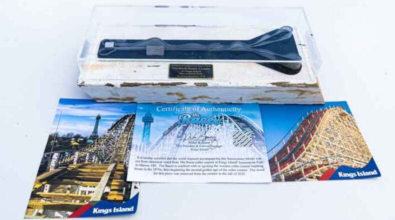 People may now buy a piece of Kings Island's Racer coaster. CONTRIBUTED/DON HELBIG/KINGS ISLAND