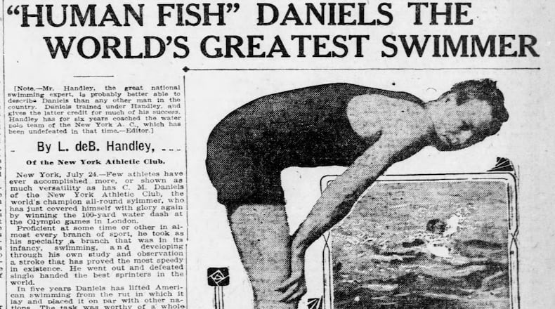 Charles Daniels, a Dayton native once considered the best swimmer in the world. Credit: Pittsburgh Press Sun, 1908.