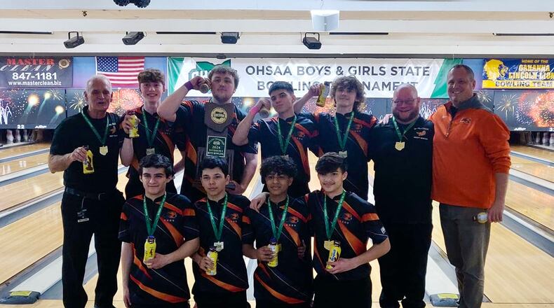The Beavercreek High School boys bowling team won its second state title in three years on Friday in Columbus. CONTRIBUTED